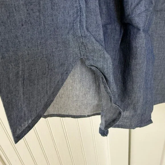 Ann Taylor Blue Chambray Denim Long Sleeve Button Down Shirt - Size Small - Picture 5 of 7